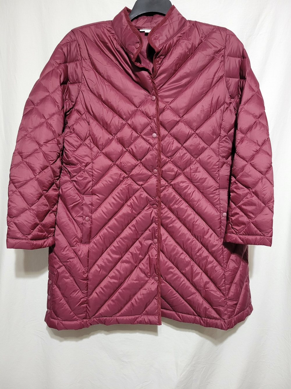 J. Jill Womens Quilted Down Puffer Jacket - Wine